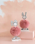 Pink Pom Pom Bunny Figurine - Front Facing