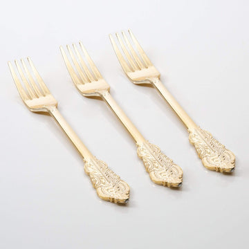 Ornate Gold Venetian Plastic Forks