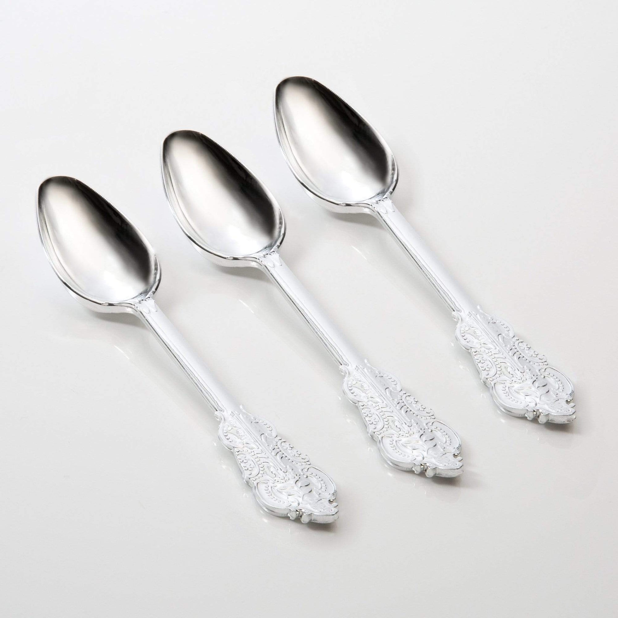Ornate Silver Venetian Plastic Spoons